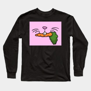 Bunny Mouth With Carrot Face Mask (Pink) Long Sleeve T-Shirt